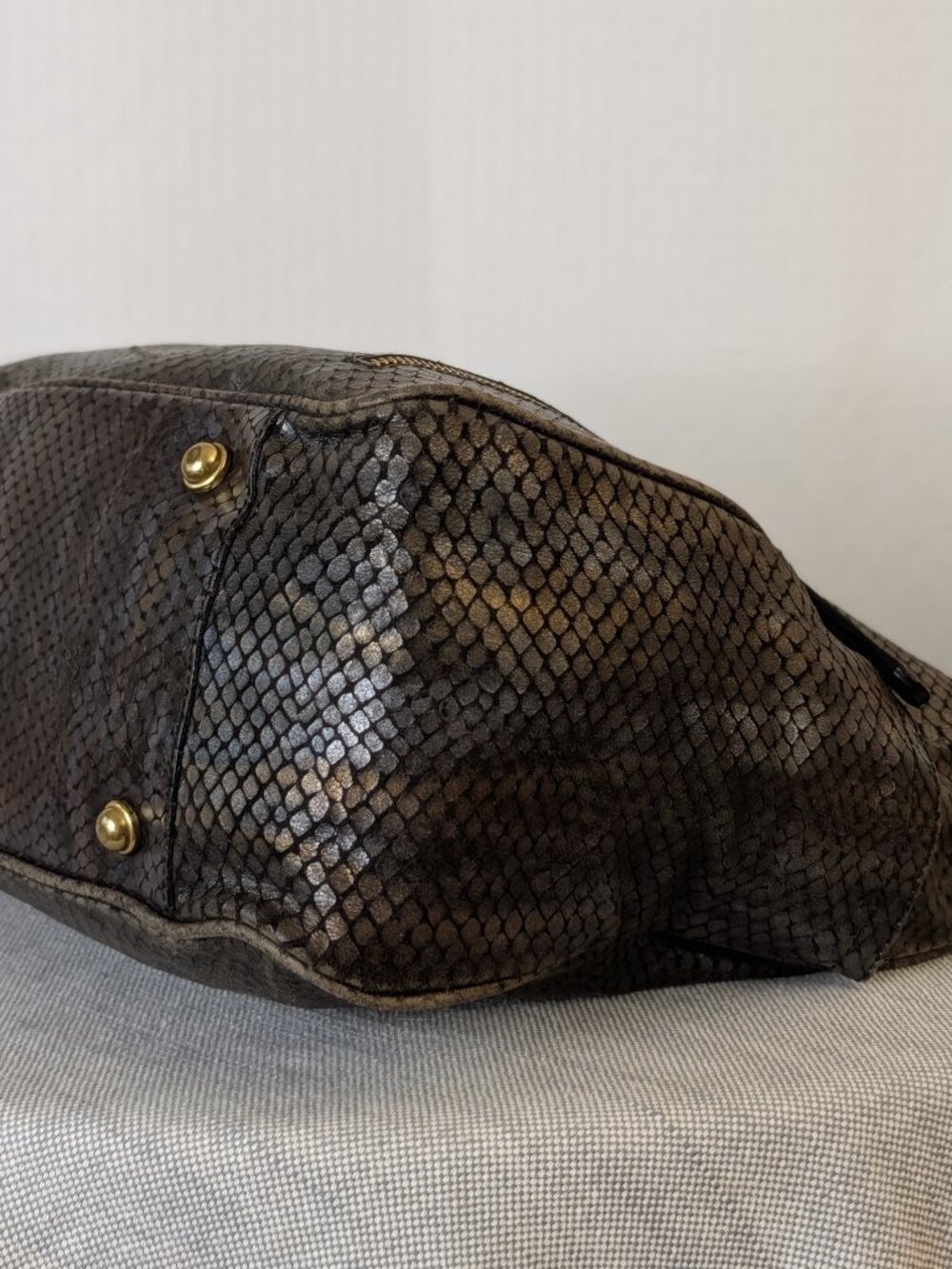 Brahmin Metallic Bronze Embossed Leather Hobo Shoulder Bag Dust Bag - Picture 9 of 12